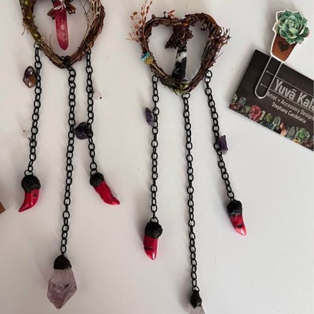 Two Crystal Floral Dream Catchers Handmade Original Packaging